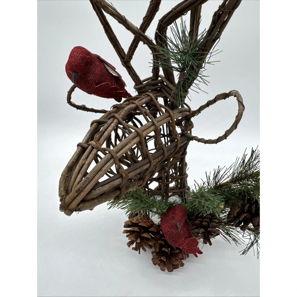 Reindeer Rustic Wicker Deer Tree Topper Or Stand Alone 17.5